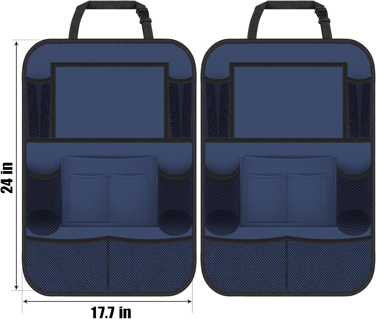 Backseat Car Organizer w/ 10 Storage Pockets, 11" Tablet Holder, 2 PCS Blue