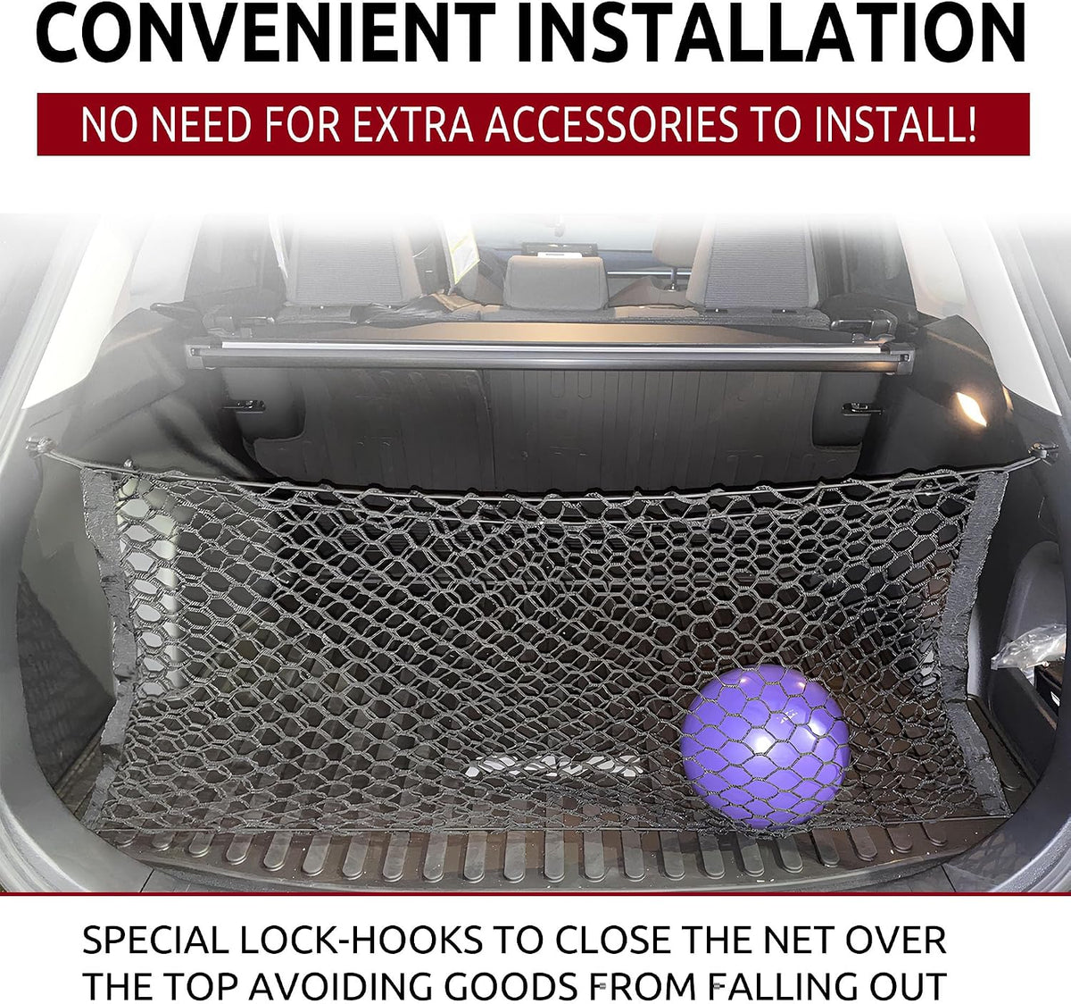 Trunk Envelope Style Mesh Cargo Net for Toyota RAV4 Rav4 Hybrid Prime 2019-2025 - Car Accessories - Premium Trunk Organizer and Storage - Vehicle Carrier Organizer for Toyota RAV4