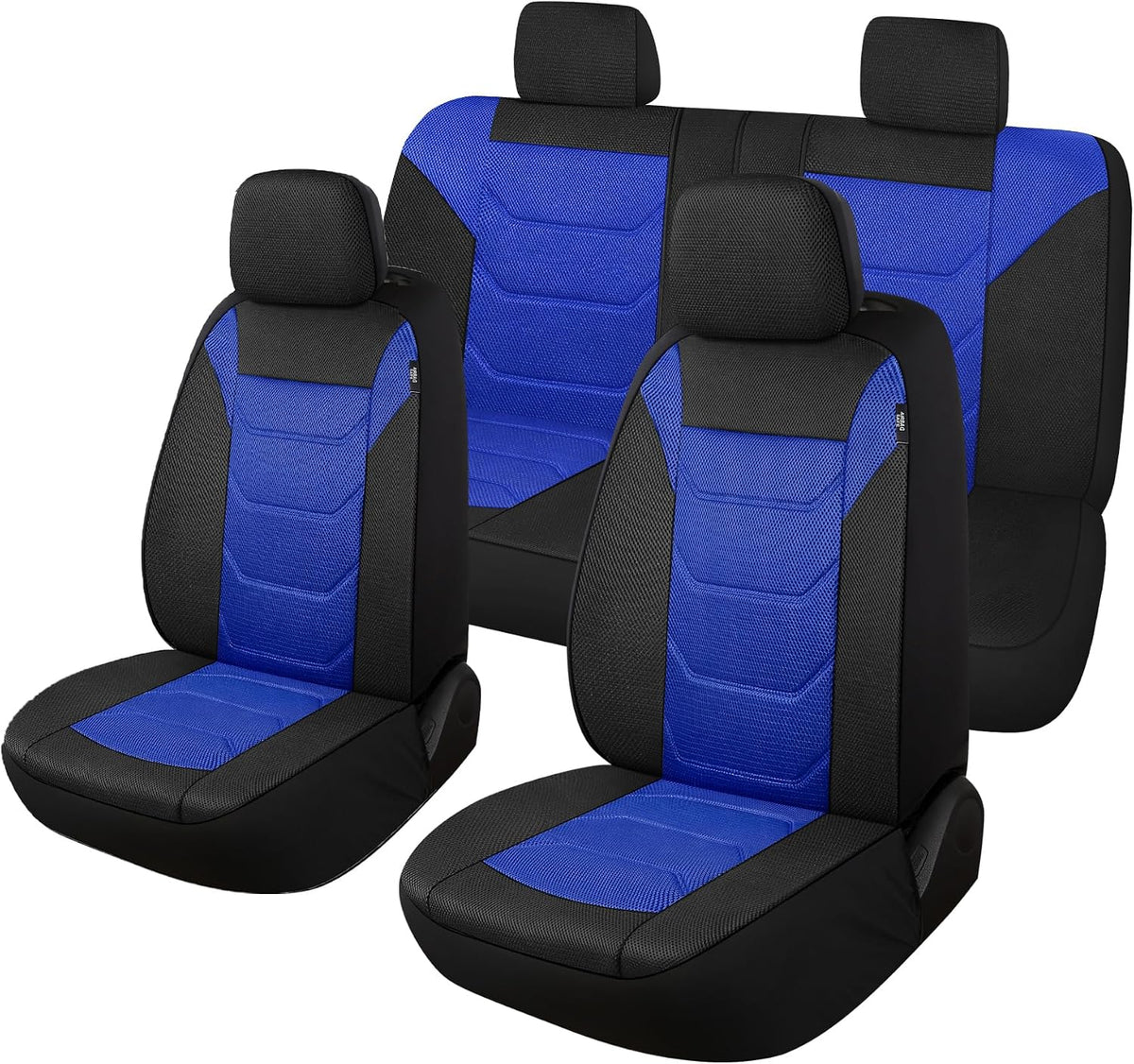 Pariiaotin 3D Air Mesh Car Seat Cover Full Set Washable and Breathable Premium Cloth Automotive Vehicle Seat Covers for Cars Interior, Universal Fit for Most Cars, Sedan, Truck, SUV(Black/Blue)