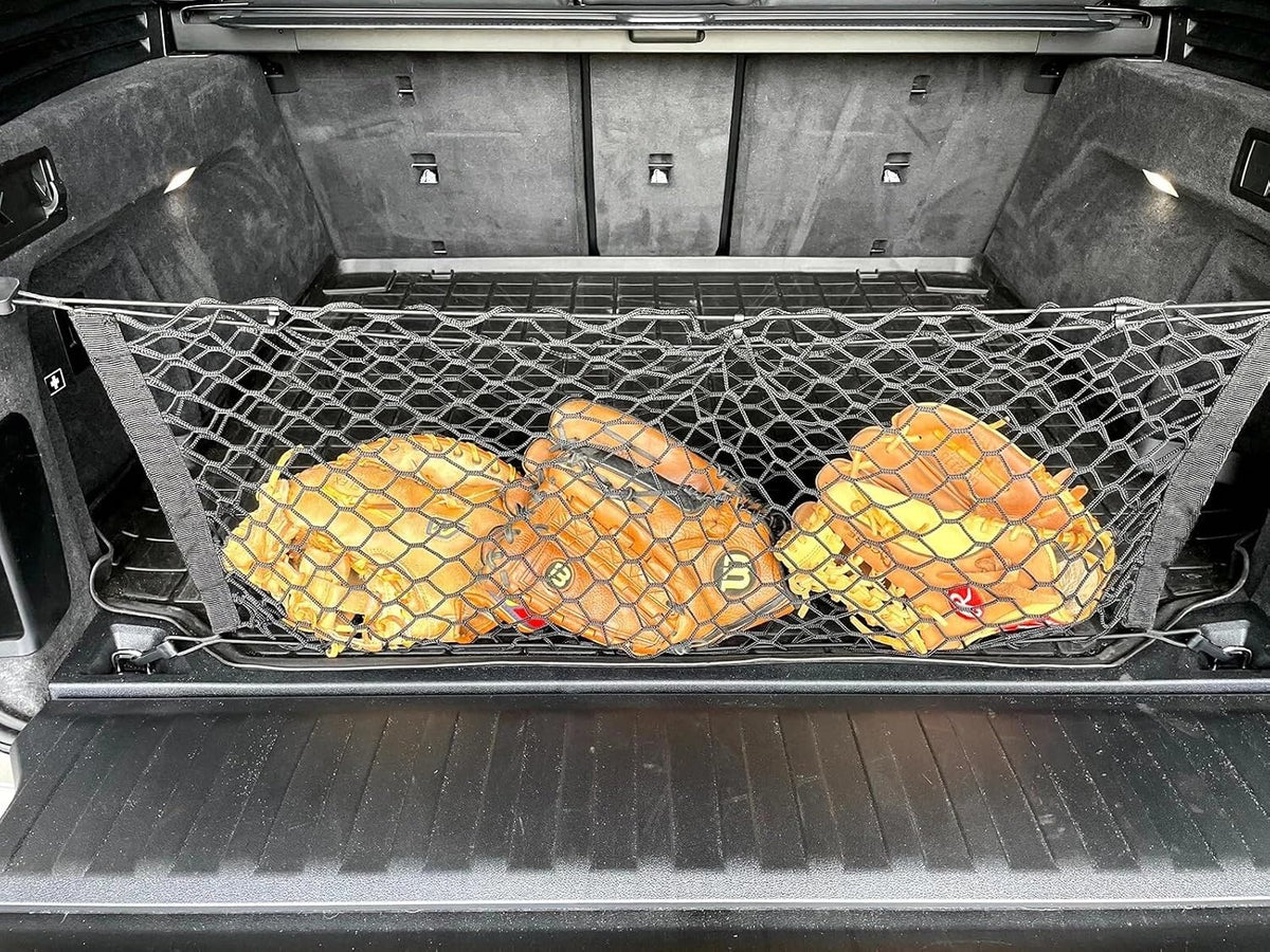 Rear Trunk Organizer Cargo Net for BMW X5 2019-2026 — Envelope Style Cargo Net for SUV — Premium Mesh Elastic Car Trunk Organizer Vehicle Carrier Storage — Compatible with X5