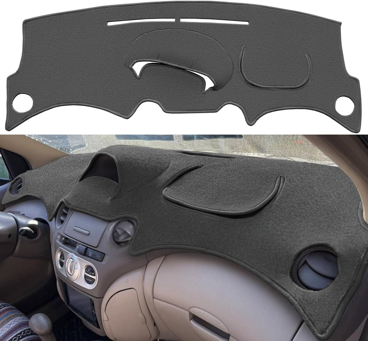 Dash Cover Mat Custom Fit for Toyota Echo (Black) K383