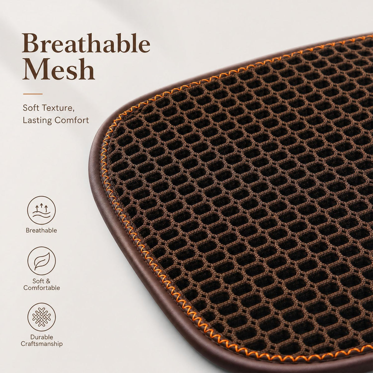 Cooling&Breathable 3D Air Mesh Car Seat Cushion for Summer, Universal Ventilated Comfortable Seat Pad, Suitable for Sedans,Vans,Pickup,Trucks,Suvs (Brown-1PcsBackCushion+1PcsSeatPad)