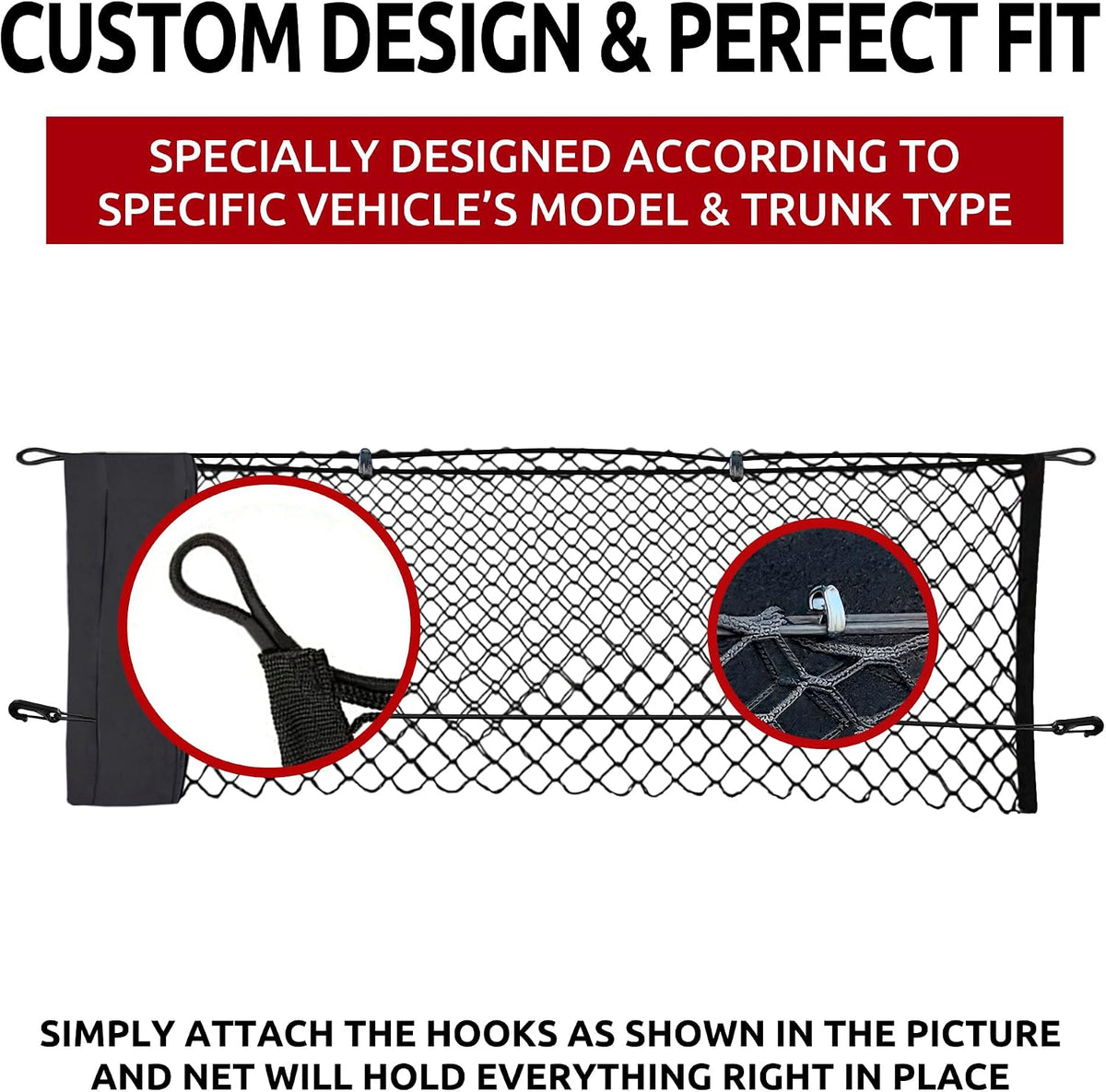 Trunk Envelope Style Mesh Cargo Net for Chevrolet Equinox LS LT RS 2018-2026 - Car Accessories - Premium Trunk Organizer and Storage - Vehicle Carrier Organizer for Chevrolet Equinox