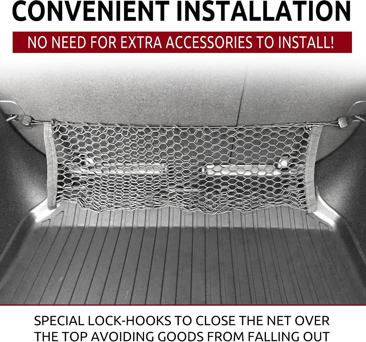 Envelope Style Trunk Mesh Cargo Net Compatible with Honda HRV HR-V LX EX Touring Sport 2013-2022 - Car Accessories - Premium Trunk Organizers and Storage - Cargo Net for SUV - Carrier Organizer