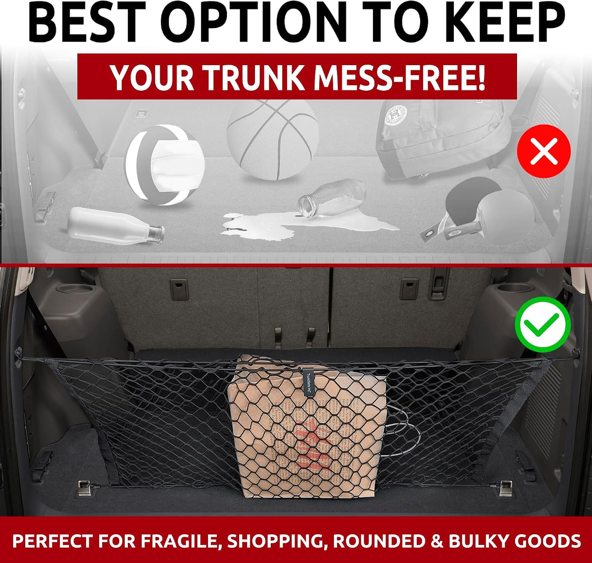 Envelope Style Automotive Elastic Trunk Mesh Cargo Net Compatible with Lexus GX460 2010-2023 - Premium Trunk Organizers and Storage - Luggage Net for SUV