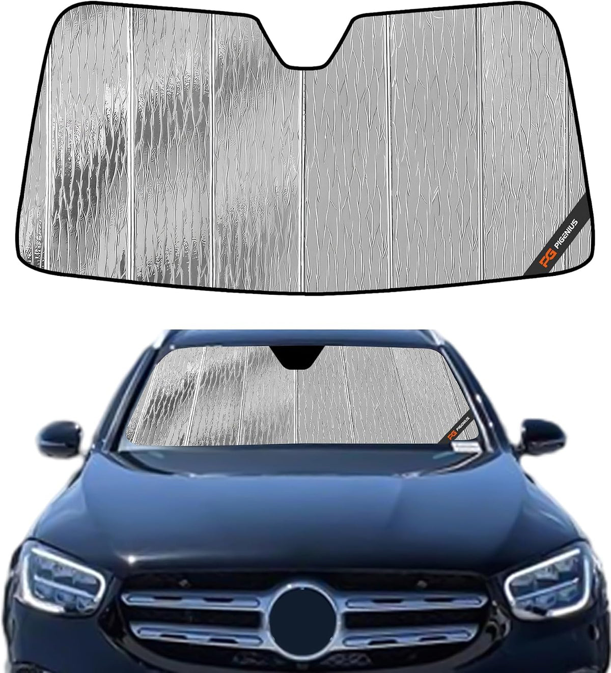 Pigenius Windshield Sunshade for Mercedes-Benz GLE SUV 2016-2019, GLS SUV 2017-2019 Front Window Shade - AstraGuard