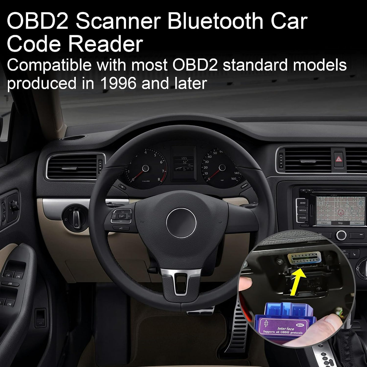 OBD2 Scanner Bluetooth Car Code Reader for Dual-OS 2PCS Blue