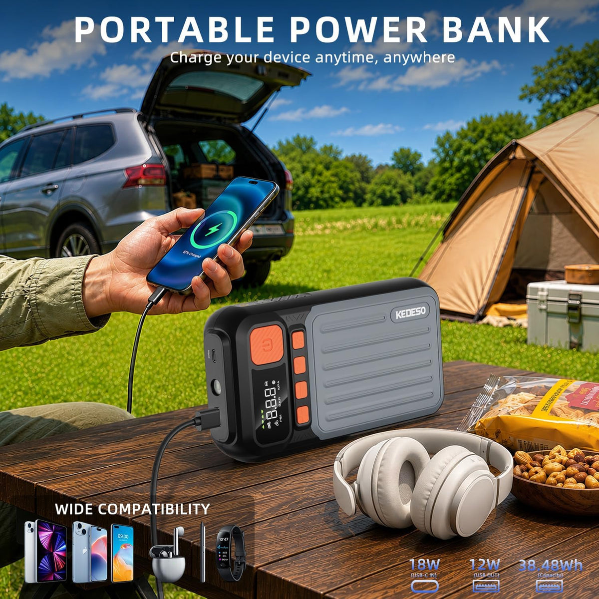 Car Jump Starter with Air Compressor Battery Jumper Starter Portable