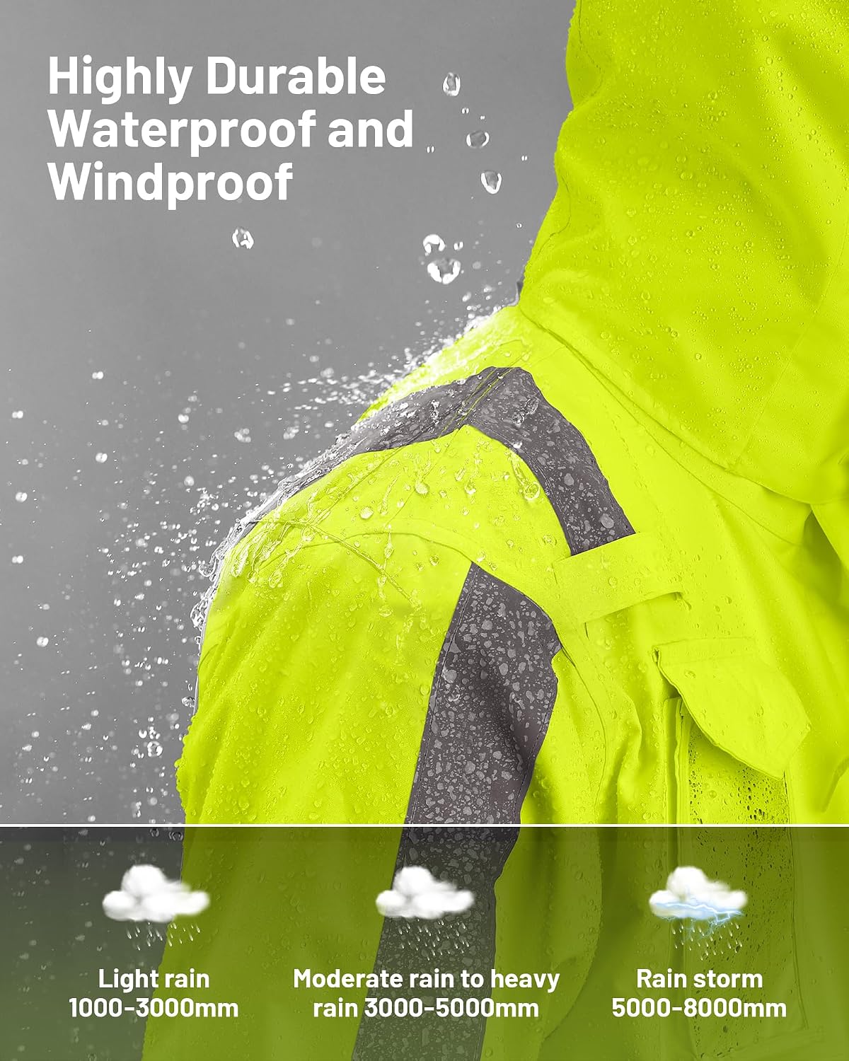 Oumurs Men's Motorcycle Rain Suit Waterproof Jacket & Pants with Reflective Strips, Breathable Mesh Lining Riding Raincoat