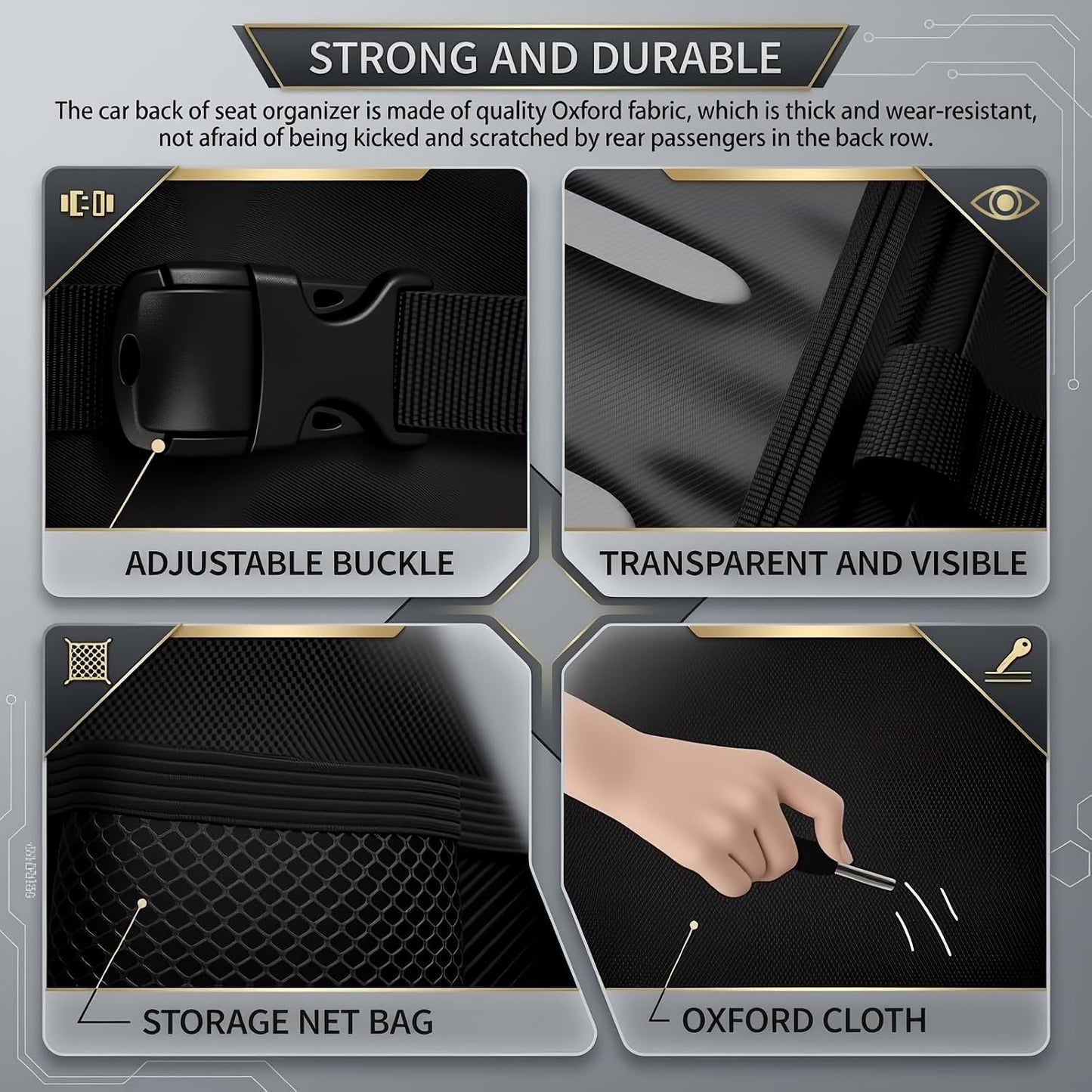 2 in 1 Hanging Backseat Car Organizer,Waterproof Back Seat Car Organizer | with Table Trays,Multifunctional Cars Seats Backs Organizers as Kick Mats Back Seat Protector for Vehicles