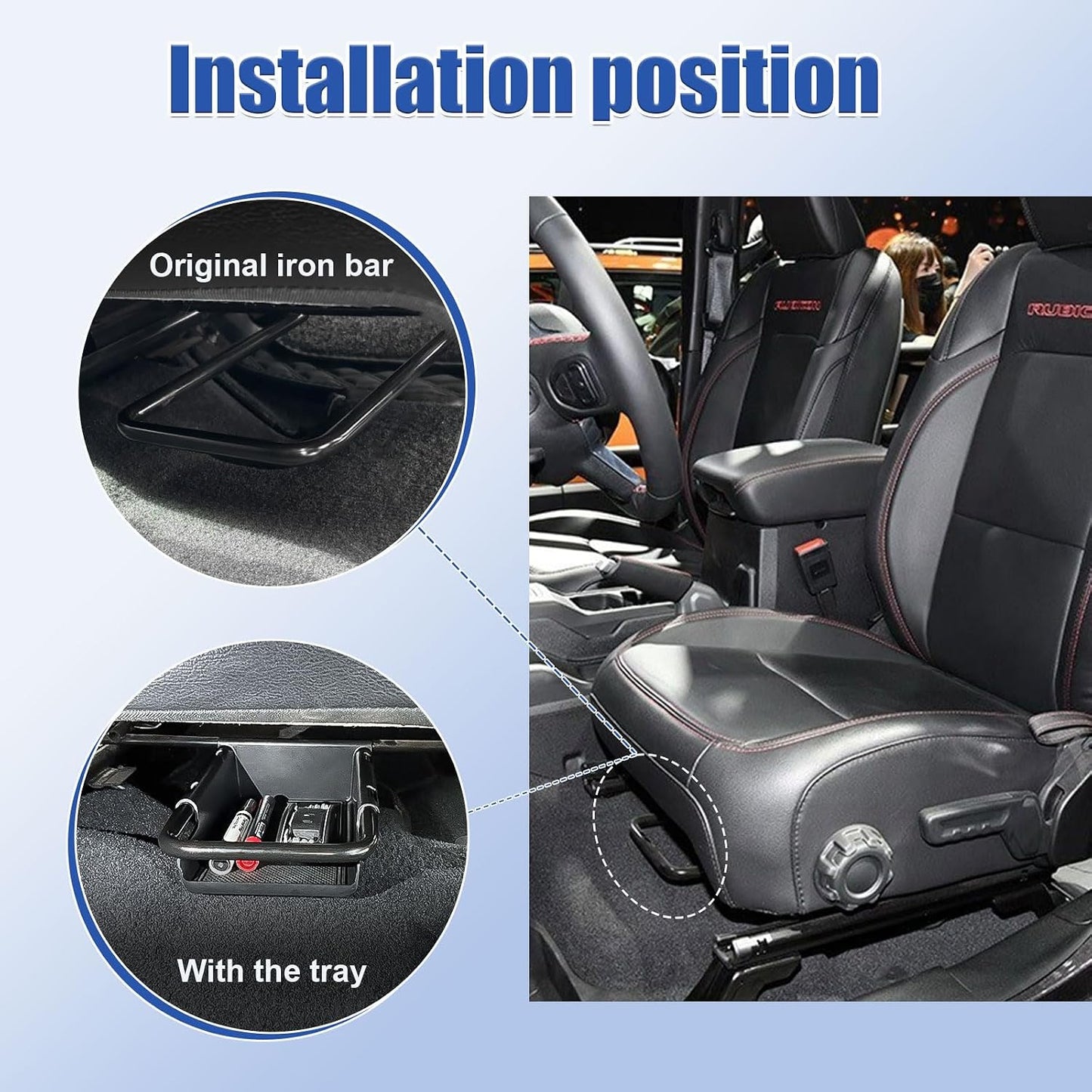 EDBETOS Front Under-Seat Consoles Tray Compatible with Jeep Wrangler JL/JLU 2018-2023 2024 2025 and Jeep Gladiator JT Truck 2020-2024 2025 Accessories Hidden Storage Organizer (Manual Seat Only)