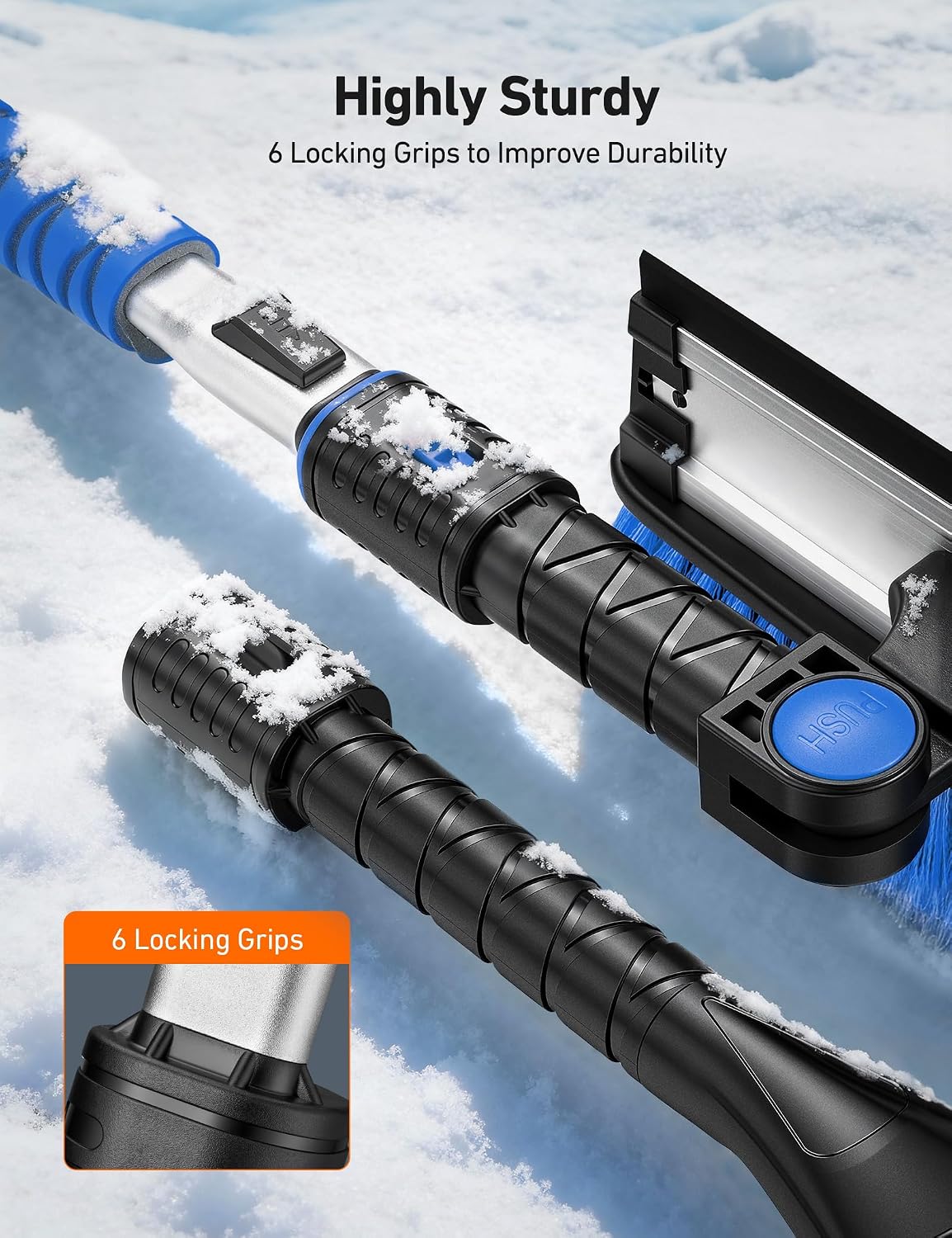 AstroAI 47" Extendable 3-in-1 Snow Brush & Ice Scrapers for Car Windshield