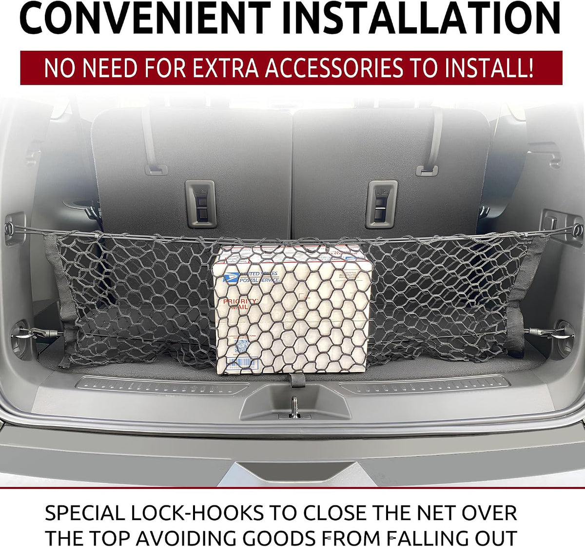 Envelope Style Trunk Mesh Cargo Net for GMC Acadia Buick Enclave Chevy Traverse 2010-2025, Automotive Exterior Accessories - Premium Car Storage Organizers, Cargo Bed Net For Pickup Truck