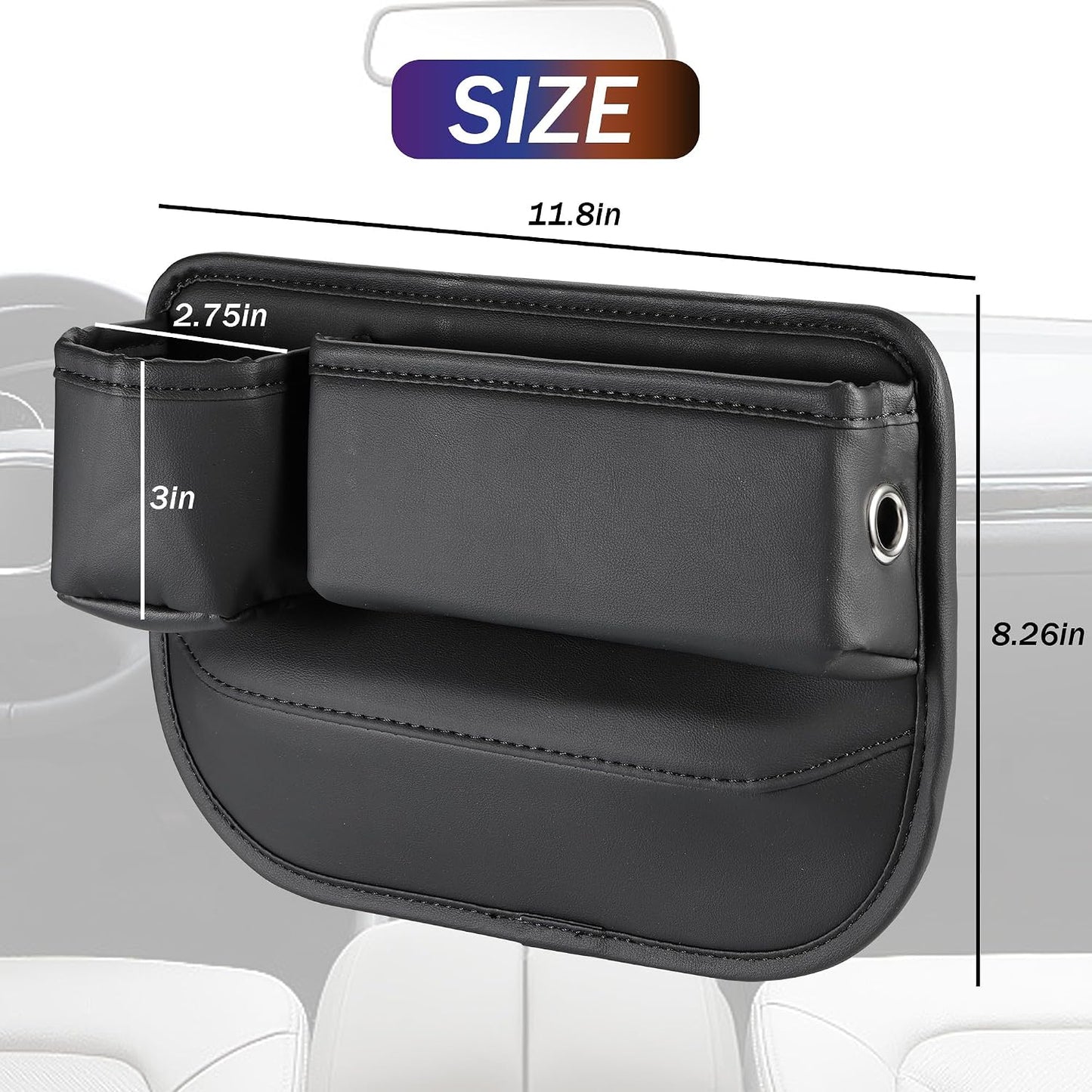 OUEST 2 Packs Car Seat Gap Filler Organizer, Car Seat Gap Storage Box with Cup Holder for Phone Drinks Glasses Keys