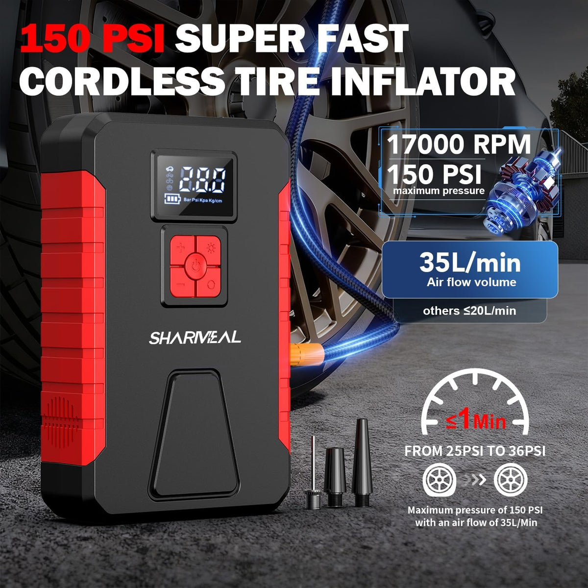 Sharmeal 21000A Portable Car Jump Starter Emergency Power Bank - 12V Battery Booster Charger with Flashlight - for Cars, Motorcycles, SUVs - Safely Jump-Start A Dead Battery in Seconds