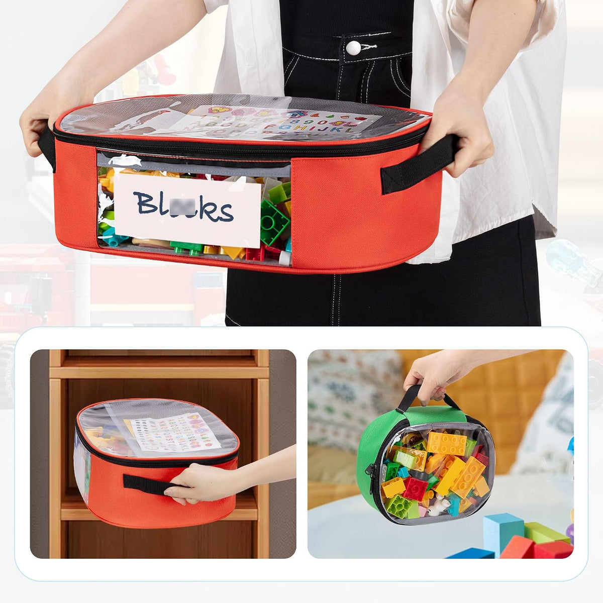 Rexmica 4 pcs Toy Storage Organizer Travel Bag for Building Bricks
