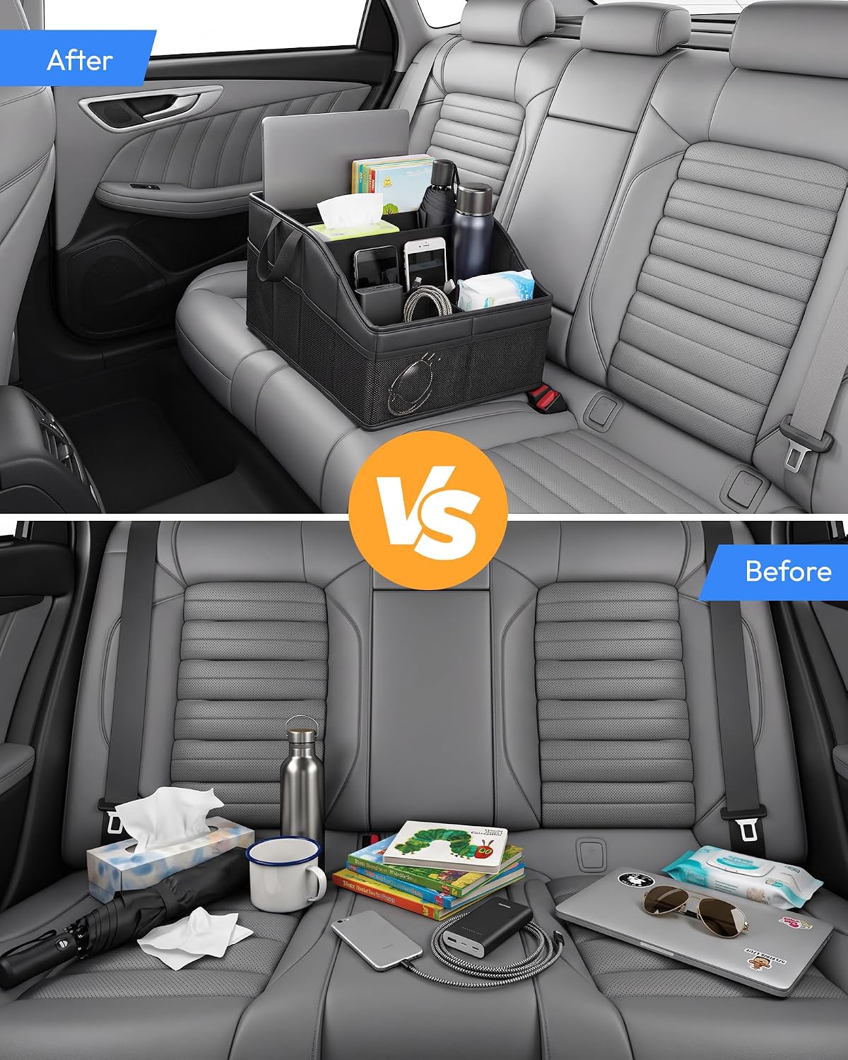 Support Up to 35 lb Car Organizer with Tablet/Laptop Holder,Non-Slip