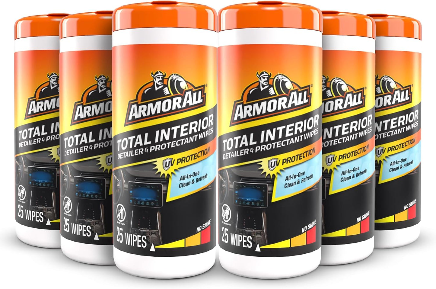 Armor All Total Interior Detailer and Protectant Wipes, 30 Count Canister | Car cleaner wipes for dashboards, consoles, seats, glass, and tech screens with Spring Air scent and no-shine finish