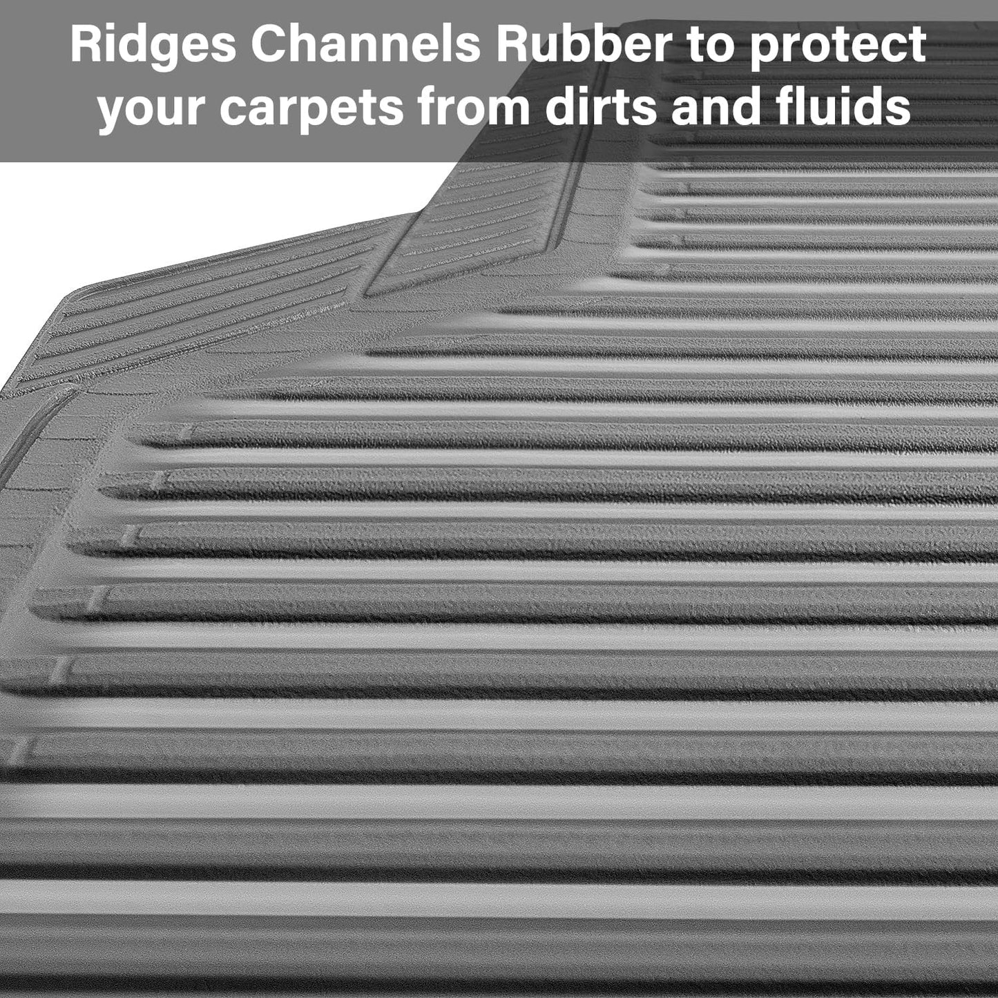 CAR PASS Rubber Car Mats,Car Floor Mats All Weather,Car Mats Full Set 4-Piece,Waterproof Automotive Floor Mats Trim to Fit for Most Cars Sedans SUVs Vans,Heavy Duty Anti-Slip Easy Clean, All Gray