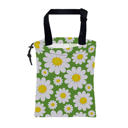 Car Garbage Bag Abstract Daisy Flowers Drawstring Car Trash Bag Hanging for Back Seat with Adjustable Buckle Canvas Vehicle Trash Can Easy-to-Install