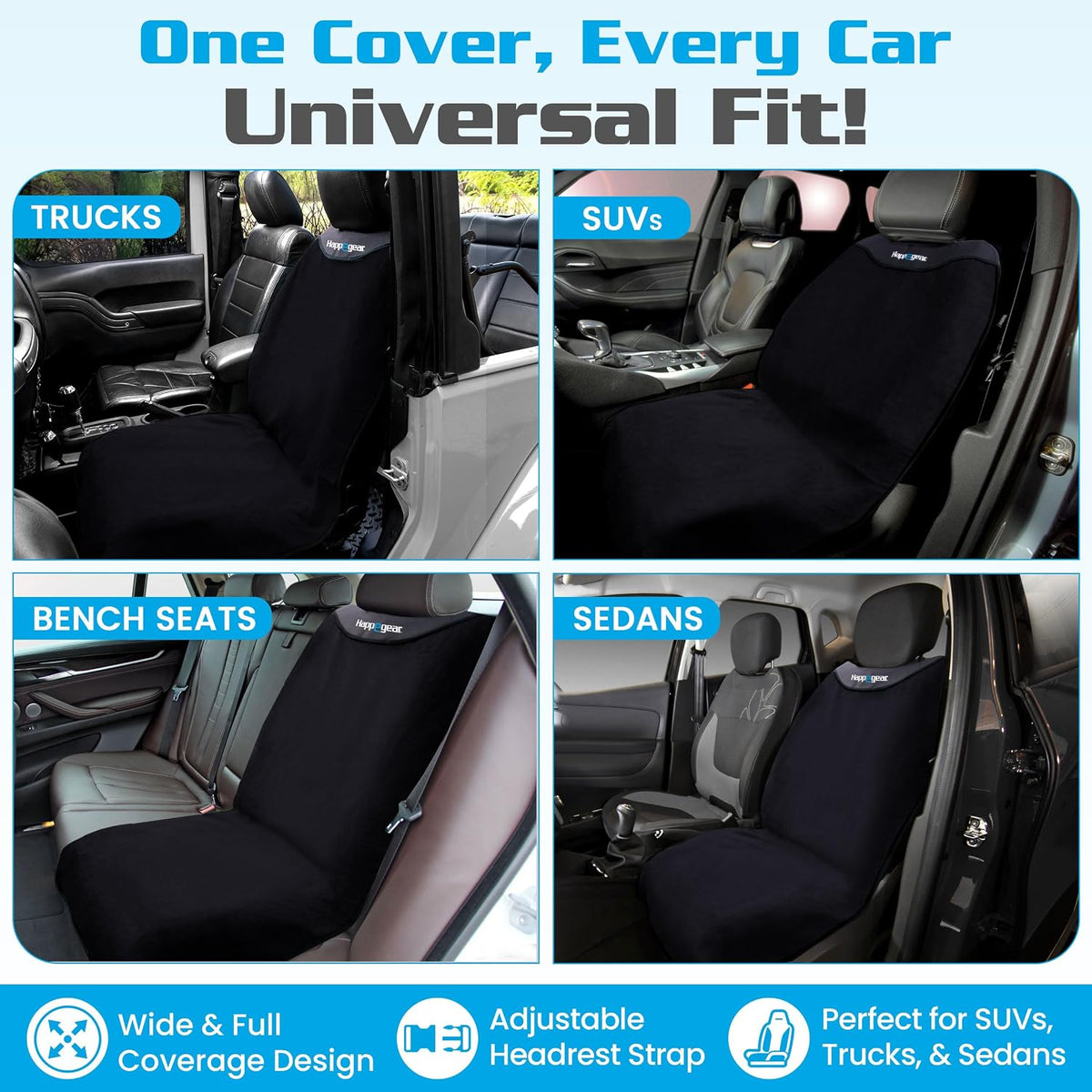 HAPPEGEAR Happeseat Waterproof Car Seat Cover & Protector, Black