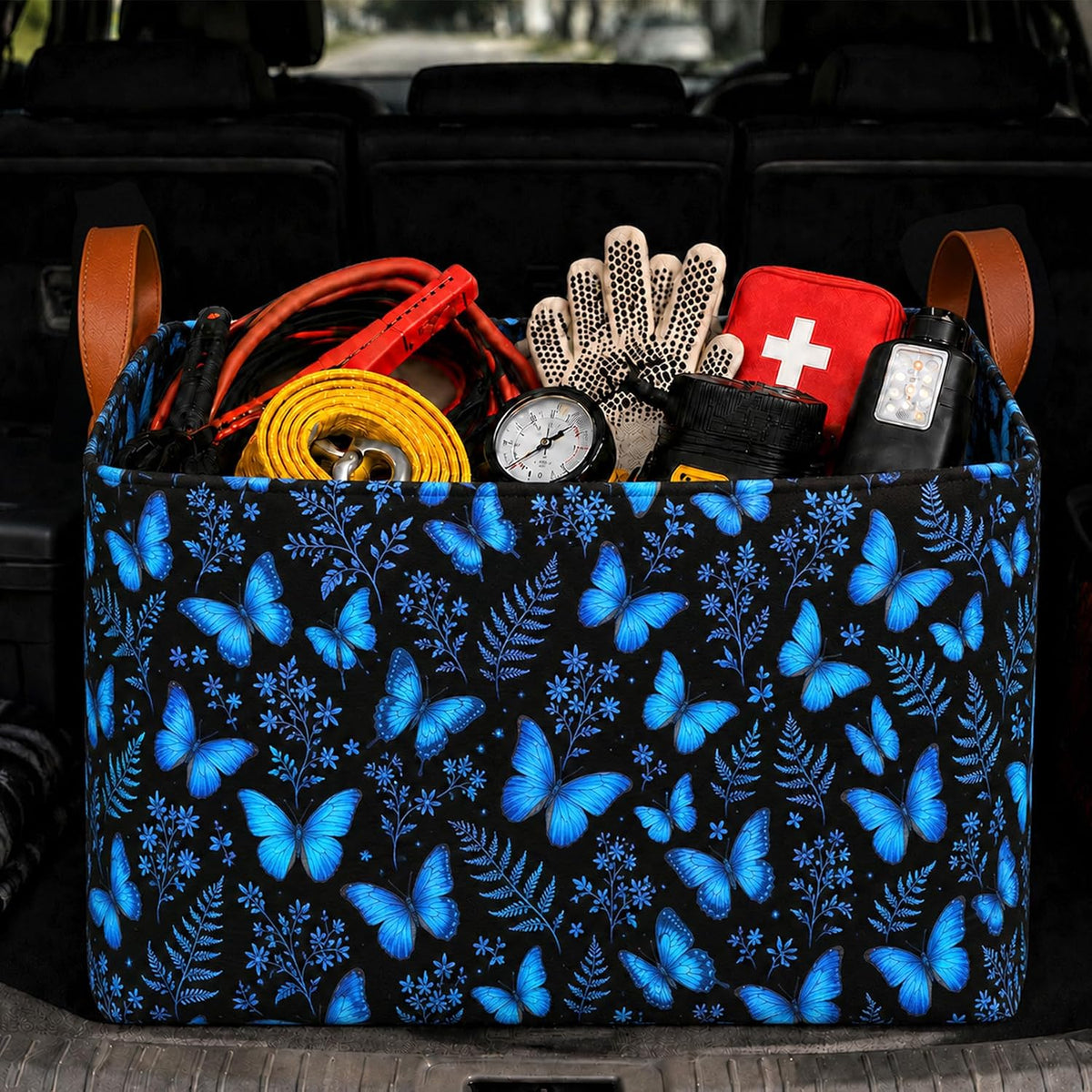 Butterfly Car Trunk Organizer 20L Fold Auto Storage Basket with Handles