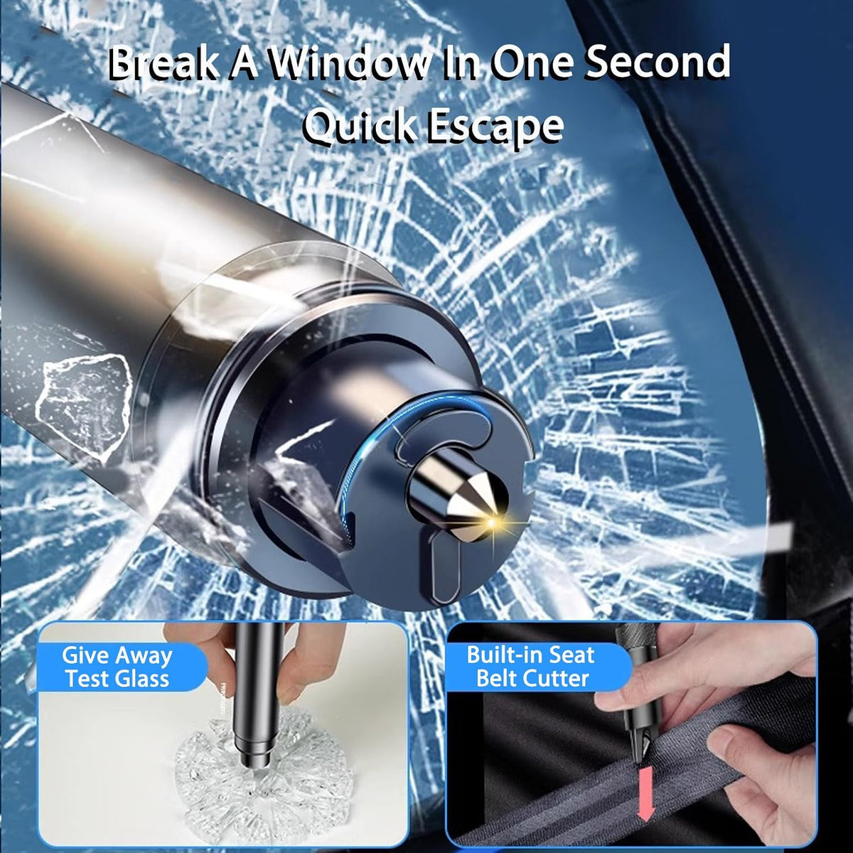 4Pcs Car Escape Tool and Seatbelt Cutter, With Glow-In-The-Dark Function