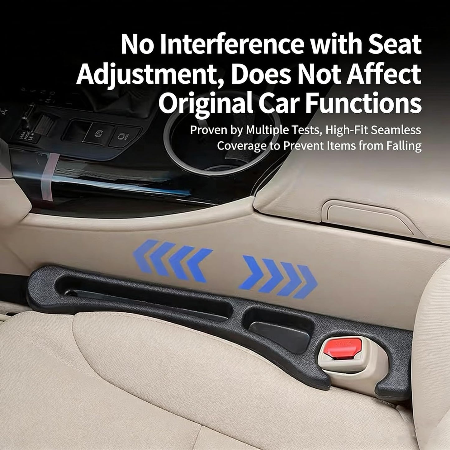Car Seat Gap Filler Set of 2, Car Seat Gap Organizer with Phone Holder, Seat Side Gap Plug Storage Box, Universal Fit for Cars SUVs & Trucks, Auto Interior Accessories