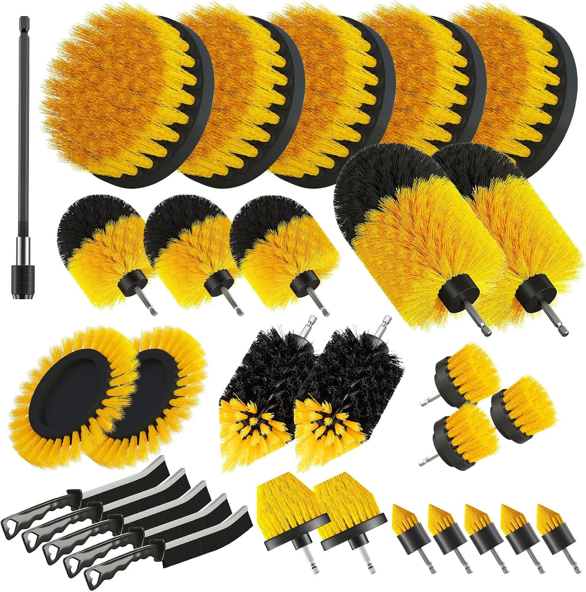 30Pcs Drill Brush Set for Car Detailing, Bathroom, Carpet, Tile Grout