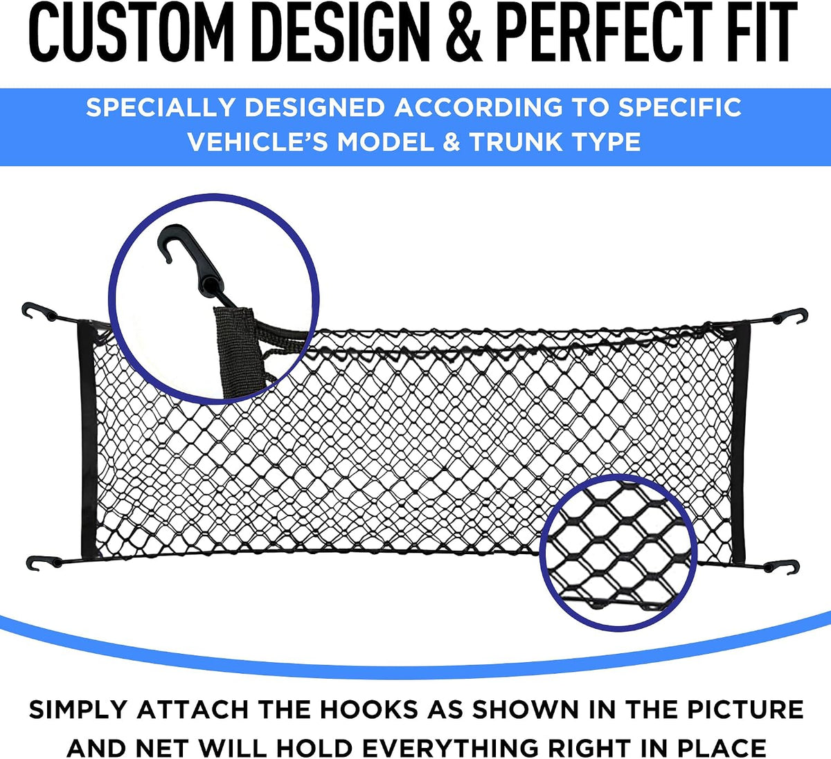 Envelope Style Automotive Elastic Trunk Mesh Cargo Net Accessories for Subaru Impreza 2017 – 2024 & Crosstrek 2018 – 2024 - Premium Trunk Organizers and Storage - Luggage Nets for Vehicles