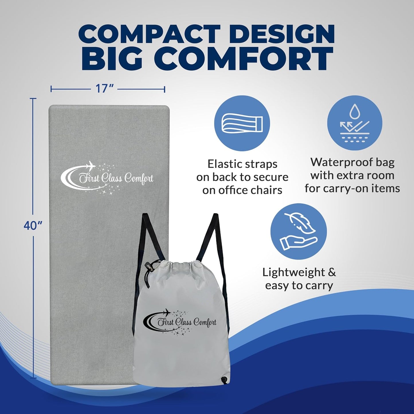 Stratos, Pure Cooling Memory Foam Seat Cushion, Ergonomic Support, Portable for Airplanes, Office Chairs, Cars, and Trains, Pressure Relief