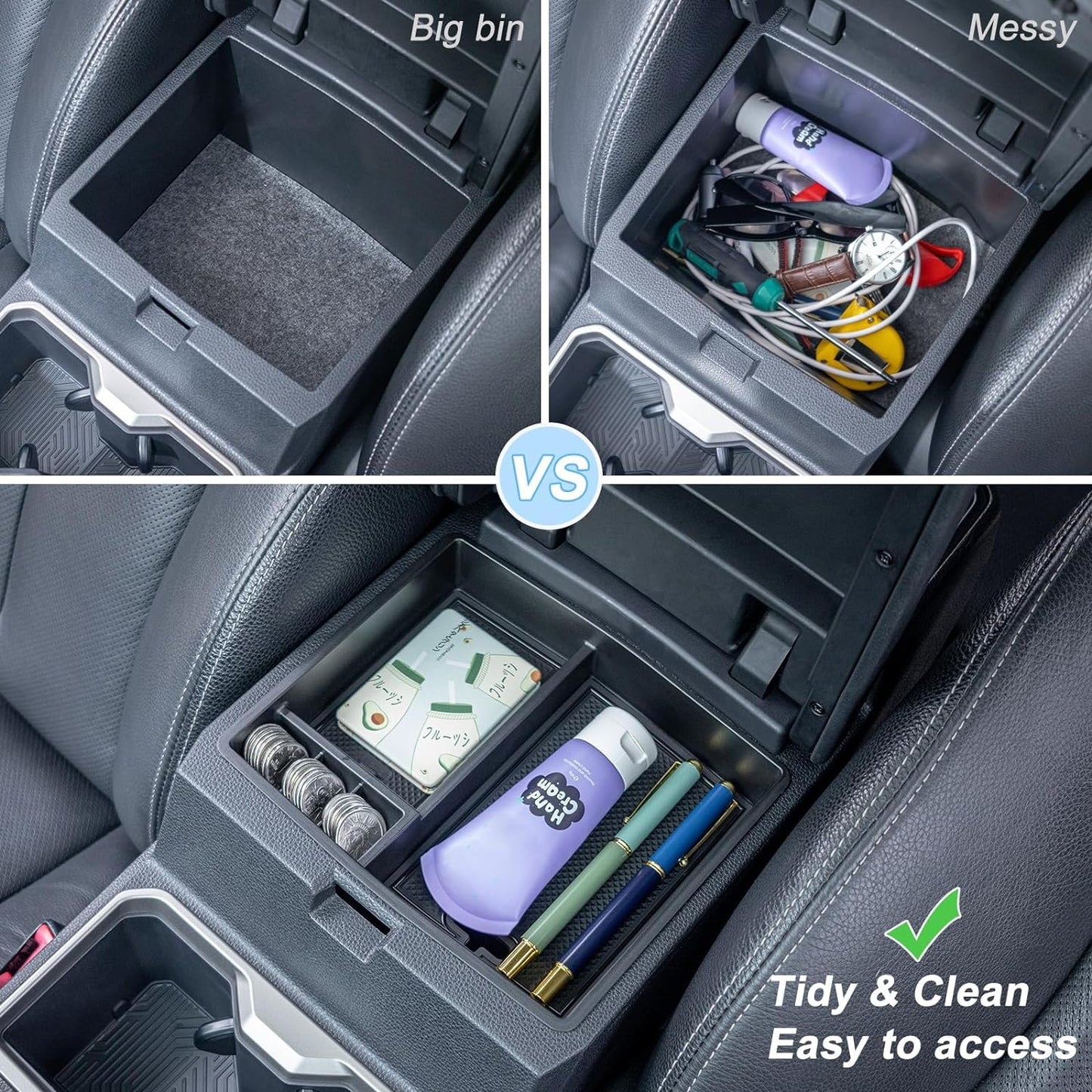 JKCOVER OEM Fit 2024 2025 2026 Tacoma Center Console Organizer Tray Compatible with 2024-2026 Toyota Tacoma(4th Gen) Accessories ABS Plastic Storage Box（Patented Design）