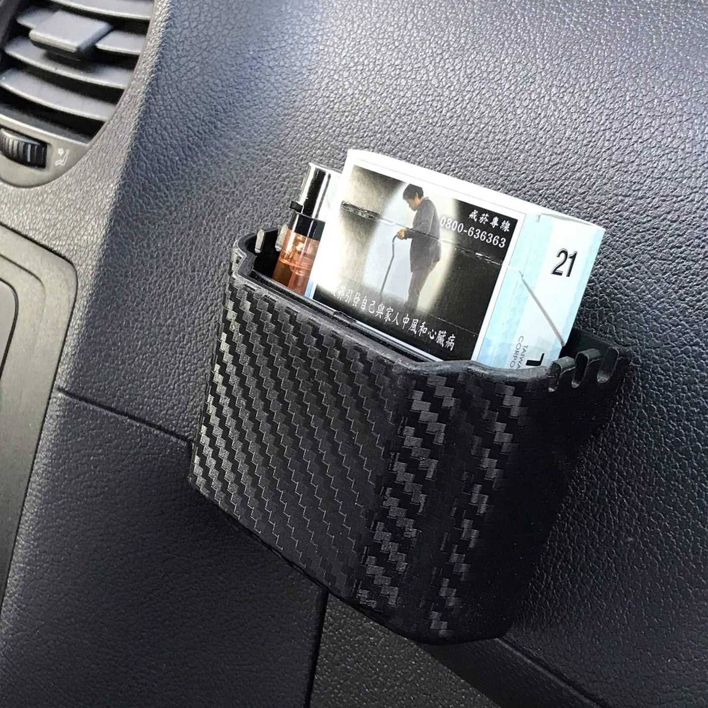 Hypersonic Front Seat Car Organizer Universal Vehicle Dashboard Pocket Holder Plastic Black Cargo Storage Box Holds Phone Money Cards Keys Glasses Remote