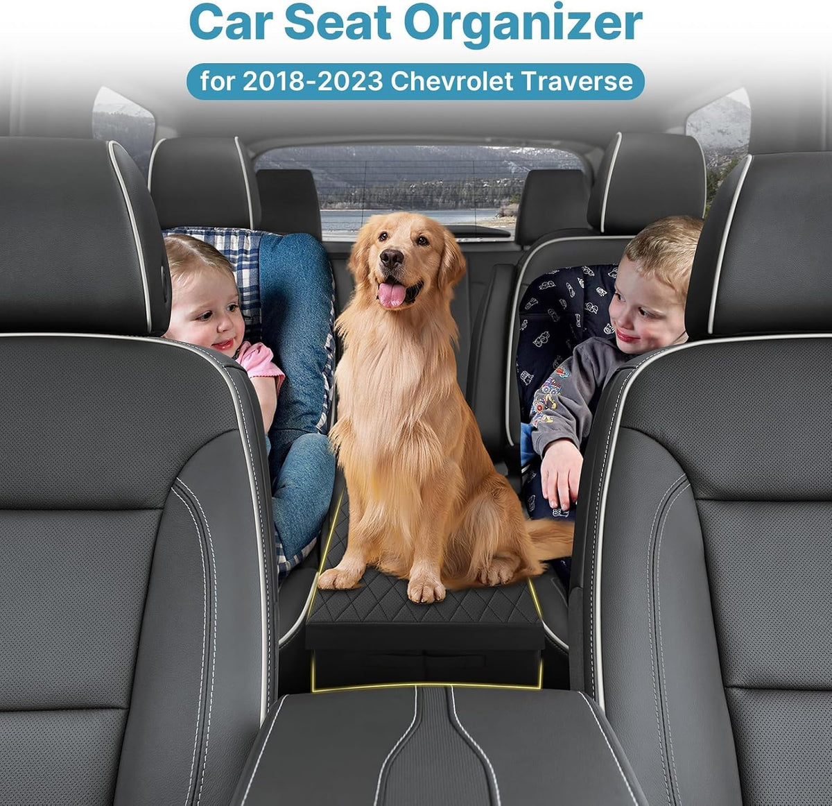 Mixsuper Liner Car Seat Organizer for Chevrolet Traverse 2018-2026, Console Organizer Backseat Box for Chevy Traverse, Dog Box Storage Bin Supplies Travel Accessories