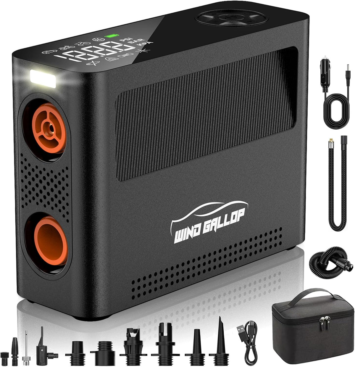 WindGallop Paddle Board Pump - 150PSI Paddle Board Air Compressor, 4X Faster Electric Pump with 9 Modes, All-in-One Auto Air Pump for Car Tires, Motor Bike, Ball, SUP, Tent, Kayak, Float