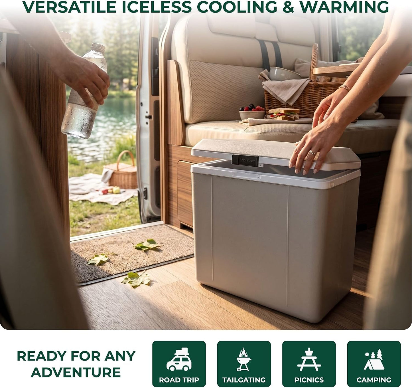 Koolatron 12V Iceless Cooler & Warmer – Portable Electric Cooler / Nevera Portátil Eléctrica for Car Truck Camper Boat, Hard Sided Mini Fridge for Camping Picnic Travel Lunch Food Drinks Office 29 qt