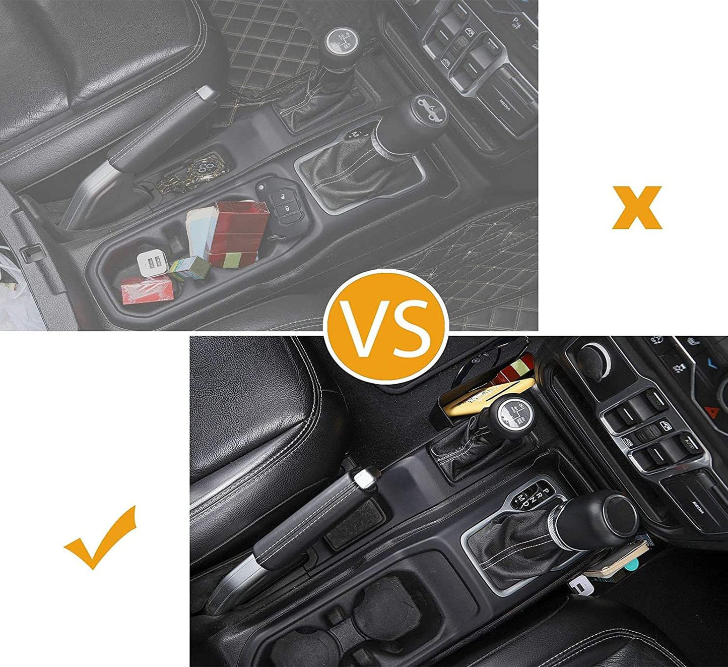 JWWY Gear Tray Organizer for 2018–2026+ for Jeep Wrangler JL JLU & for Gladiator JT 4xe, Gear Shift Storage Box Center Console Compartment Organizer, Interior Accessories, Black (Patent Design)