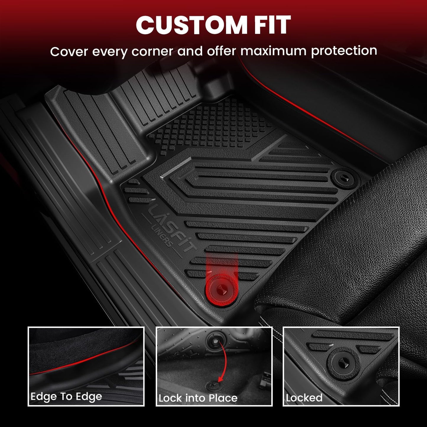 LASFIT Floor Mats &amp; Cargo Mat for Nissan Pathfinder 7/8 Seats 2026 2025 2024 2023 2022, All Weather TPE Custom Fit Floor Liners for Pathfinder Car Mats &amp; Trunk Mats Accessories, Black