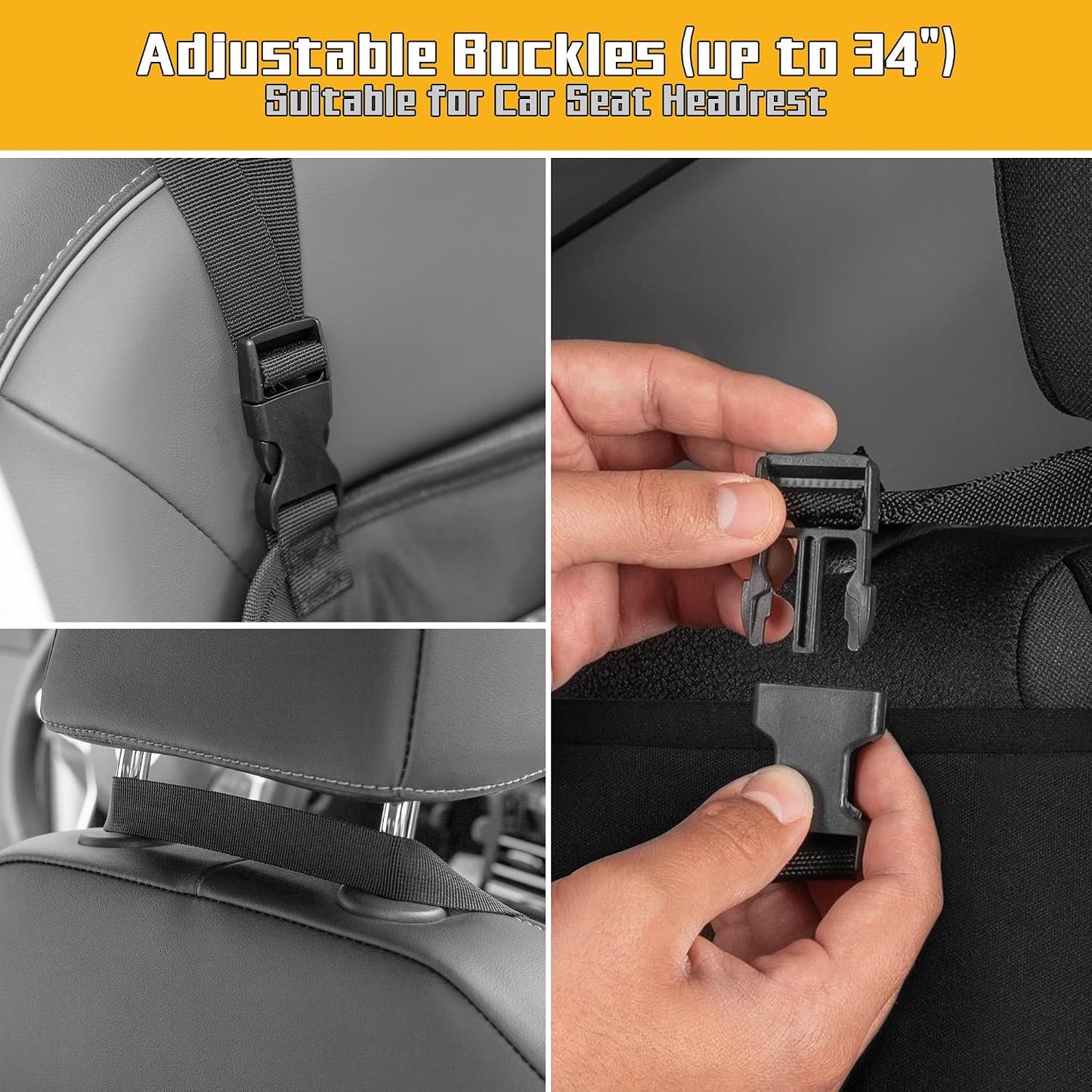 LUXJA Car Front Seat Organizer with Accordion File Pocket, Passenger Seat Organizer with Laptop Sleeve (Up to 15.6 In) and Adjustable Strap, Black