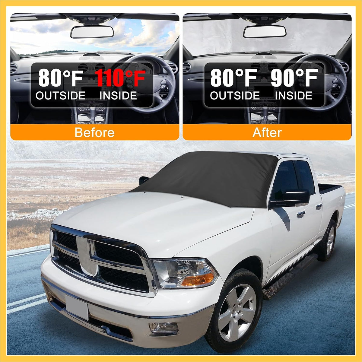 210T Magnetic Car Windshield Cover Sun Shade Snow Frost Ice Guard Waterproof Windshield Protector for SUV 94 x 57.4 Inches Auto Replacement Parts
