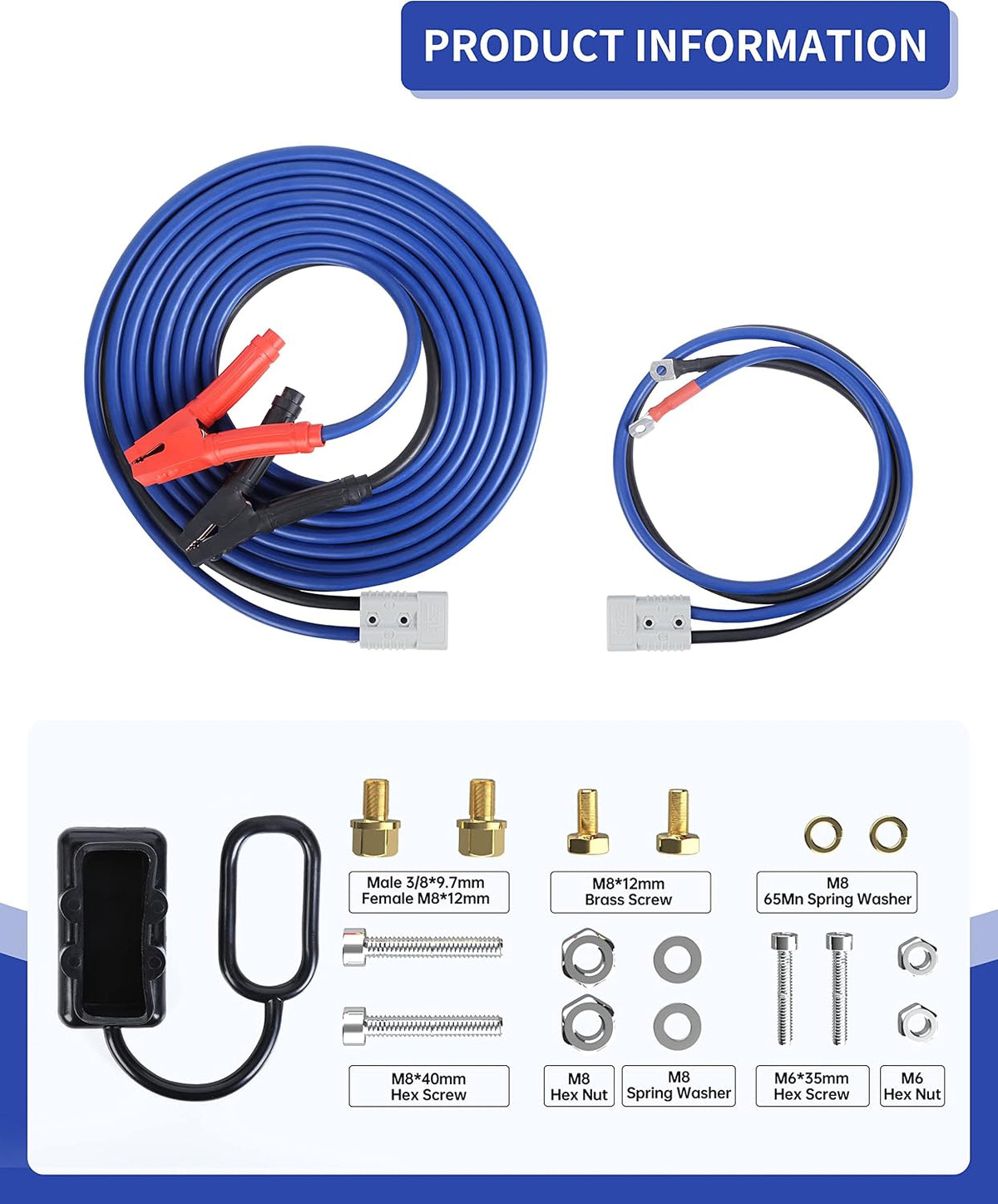 SAFEMATE 0 Gauge 30FT Quick Connect Heavy Duty Jumper Cables