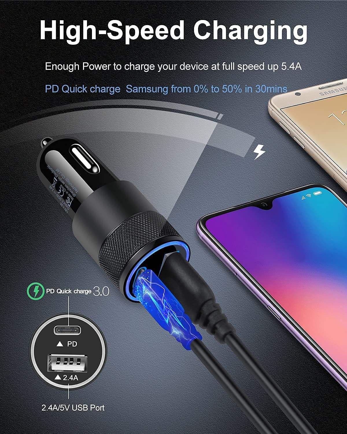AILKIN 30W PD USB C Car Charger, USB Type C Fast Power Charging Block