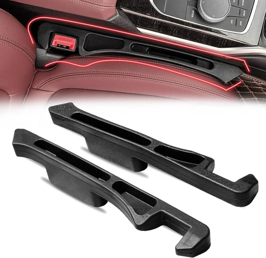 2PCS Car Seat Gap Filler Organizer, Car Side Seat Gap Filler with Phone Holder, Gap Stopper Fill Gap Between Seat and Console to Stop Things from Dropping Fit Cars SUVs Trucks（Black）
