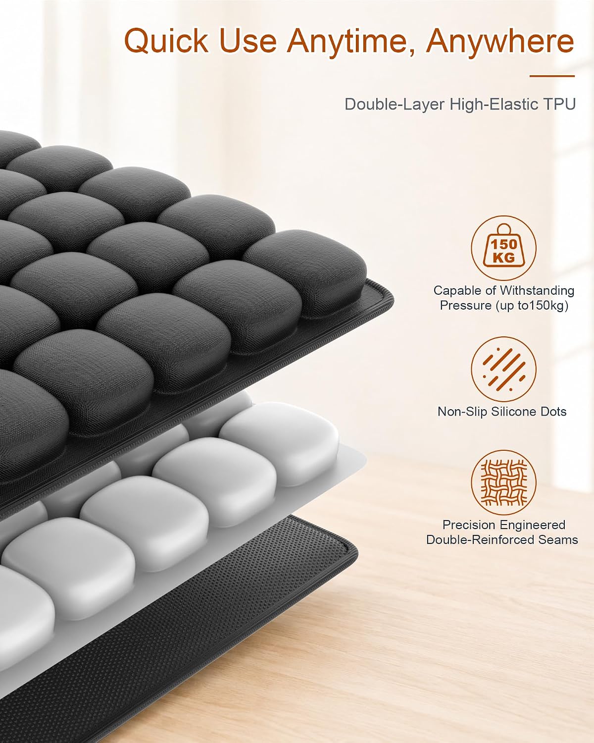 JQinHome Inflatable Seat Cushion with 42 Airbags, Press-Type Airplane Cushion for Long Flights, Portable Sondur Travel Cushion, Ergonomic Travel Seat Cushion for Airplane, Car, Office & Wheelchair