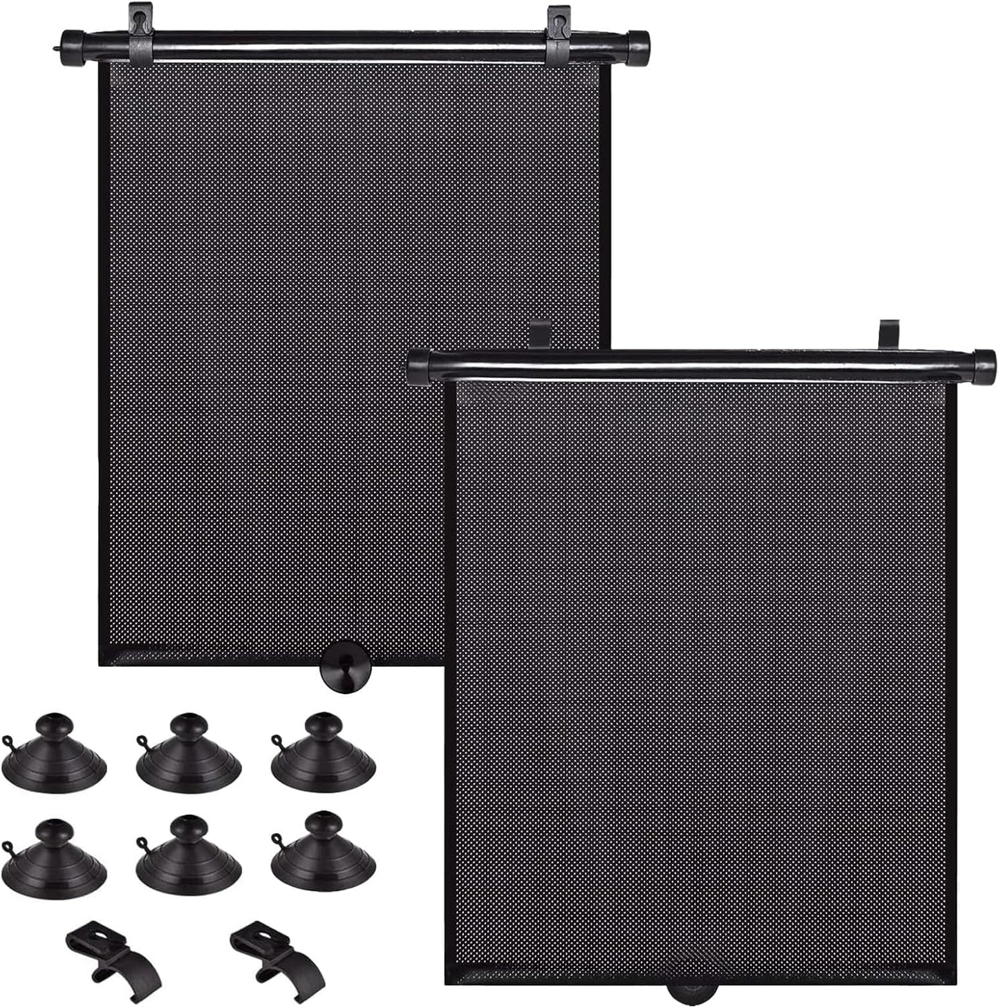 2 Pack Large Car Side Window Sun Shade for Baby, Retractable Roller Car Window Shades UV Protection, Clip-On Sunshade for SUV Truck Rear Side Window, 18" x 20" Vehicle Sun Protection Shade