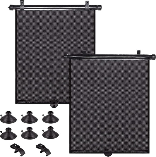 2 Pack Large Car Side Window Sun Shade for Baby, Retractable Roller Car Window Shades UV Protection, Clip-On Sunshade for SUV Truck Rear Side Window, 18" x 20" Vehicle Sun Protection Shade