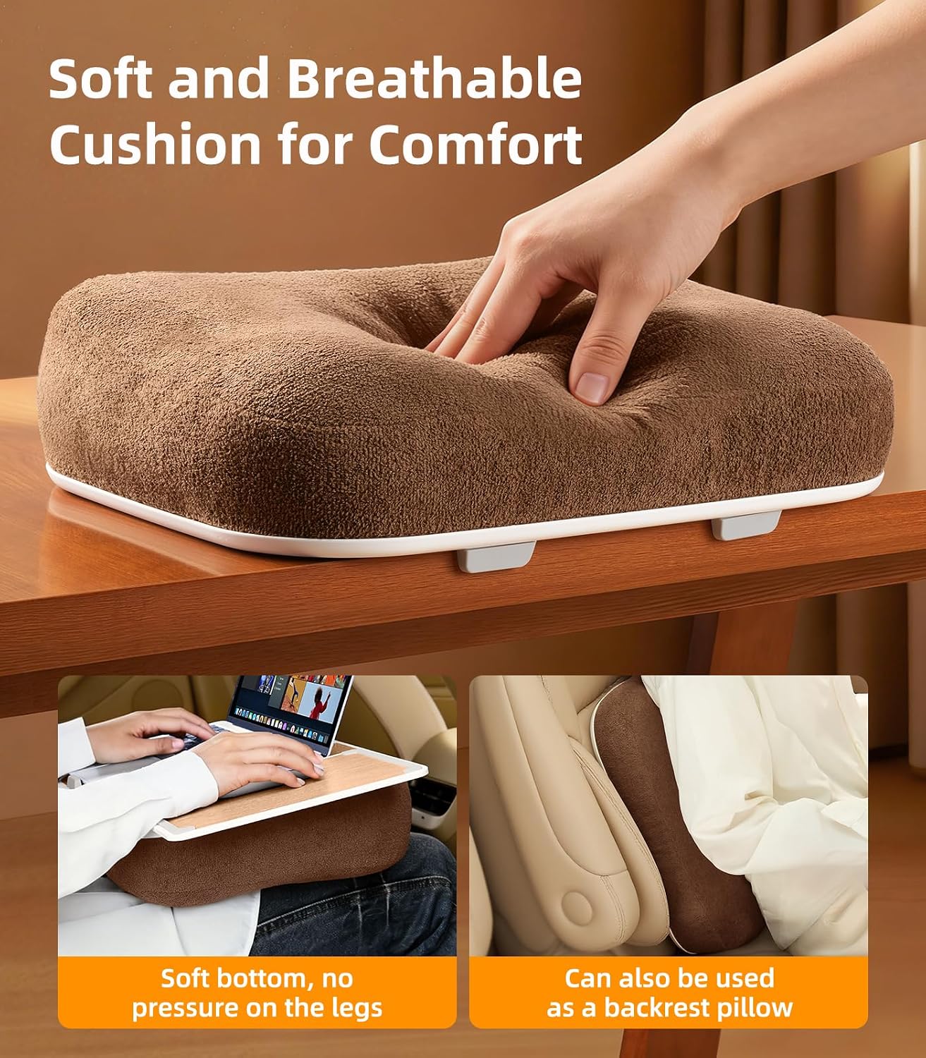 Car Seat Tray Pillow Stand, Laptop Lap Desk with Mouse Pad, Portable Food Tray with Tablet/Kindle Mount Holder, Front/Rear Seat Table for Office/Eating/Reading, Travel Essentials Accessories