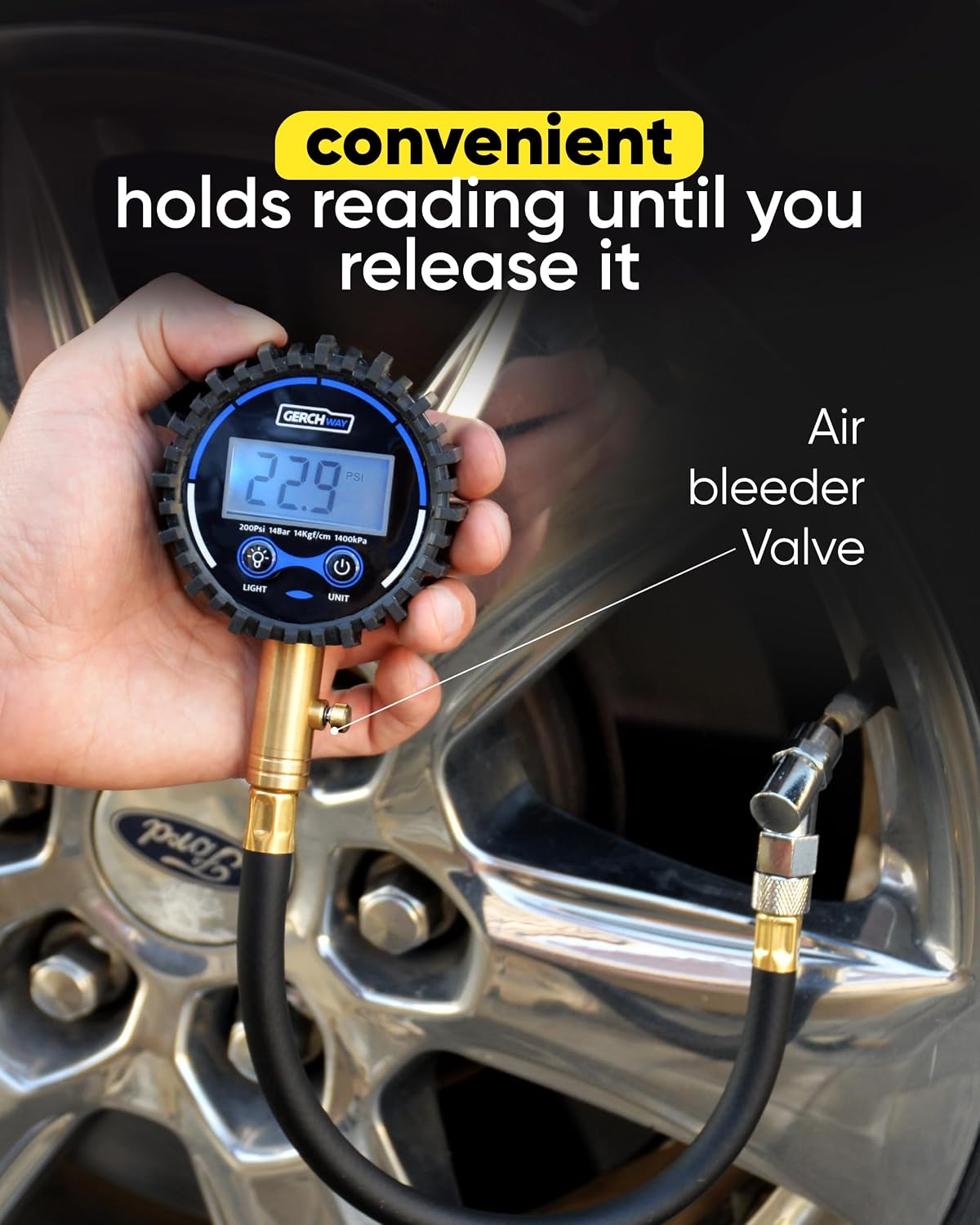 Digital Tire Pressure Gauge 200 PSI - Accurate Air Pressure Gauge for Tires