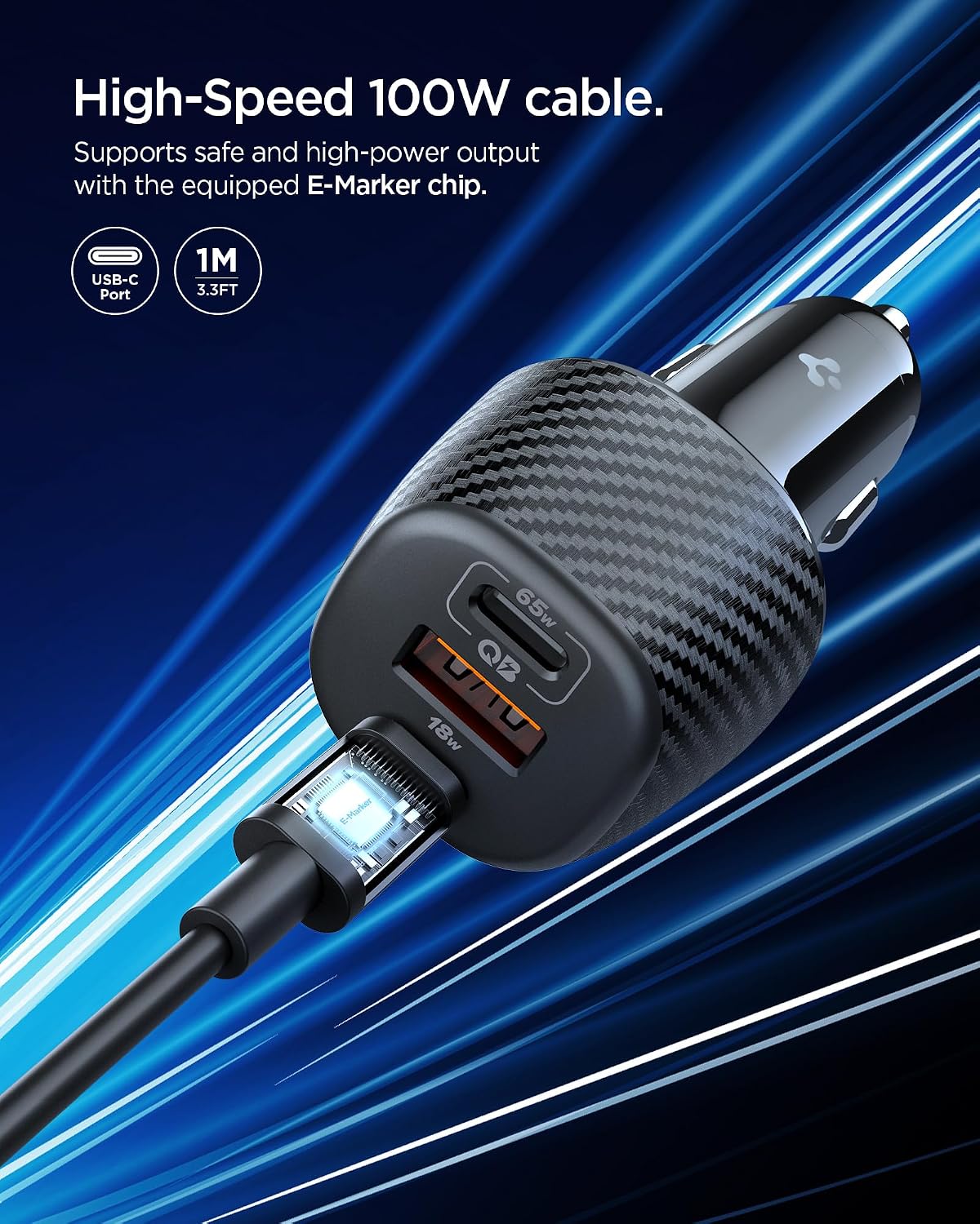 Spigen ArcStation Essential 113W USB C Fast Car Charger