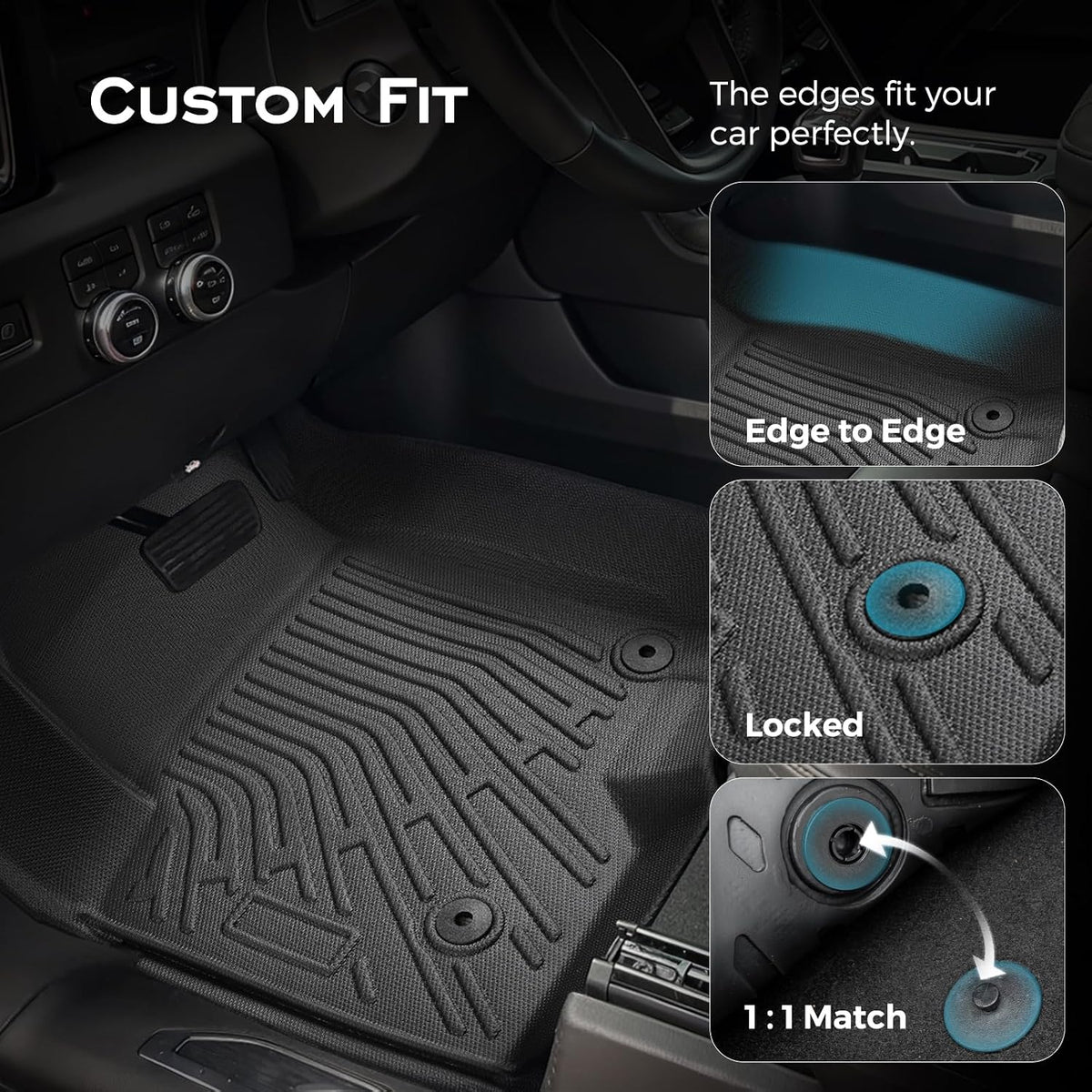 for Chevy Silverado for GMC Sierra Floor Mats 2019-2026 Crew Cab
